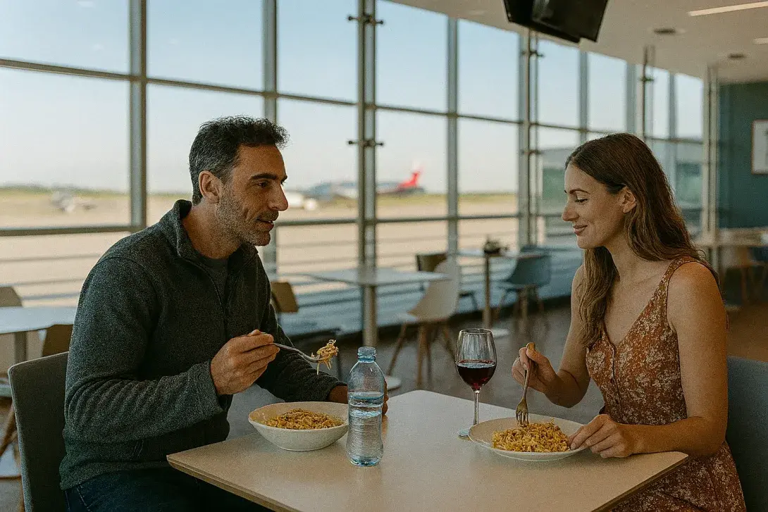 Comiendo en aeropuerto de Ezeiza